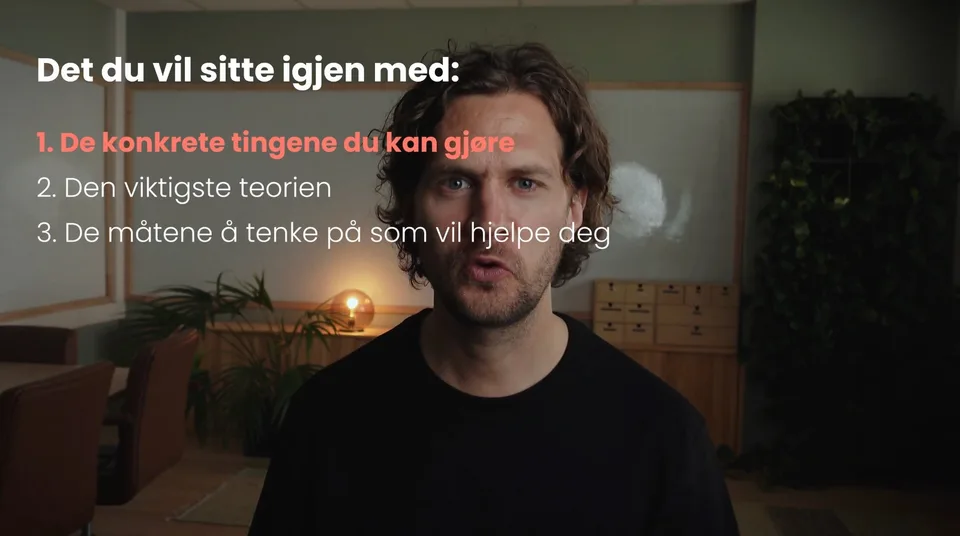 Skjermbilde fra Klar Far-kurset: det du vil sitte igjen med
